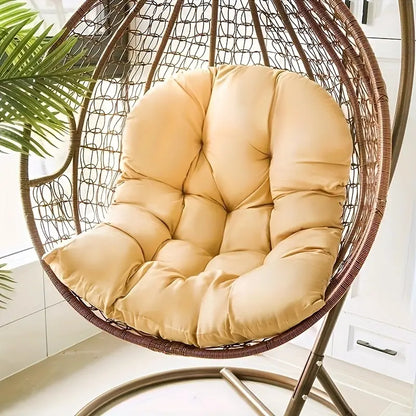 Premium Waterproof Egg Chair Cushion with Integrated Backrest for Hanging Basket Swing Rattan Chair - Vacuum-Compressed Sofa Cradle Seat Pad with High-Quality Handle