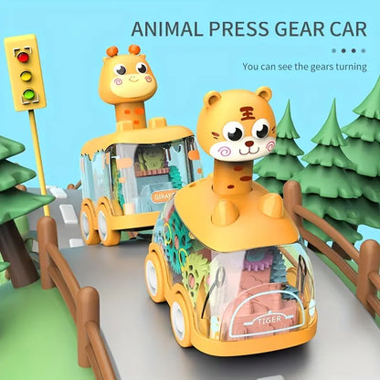 Gift of Educational Toy Car: Transparent Gear Press Car for Boys and Girls with Inertial Glide and Light Feature