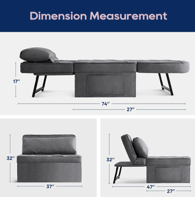 4 in 1 Ottomaanse bedbankstoelstoel