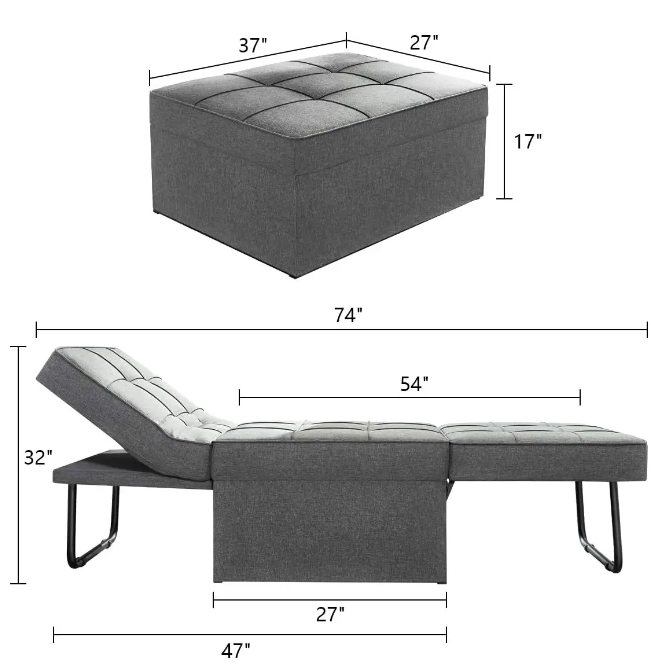 4 in 1 Ottomaanse bedbankstoelstoel