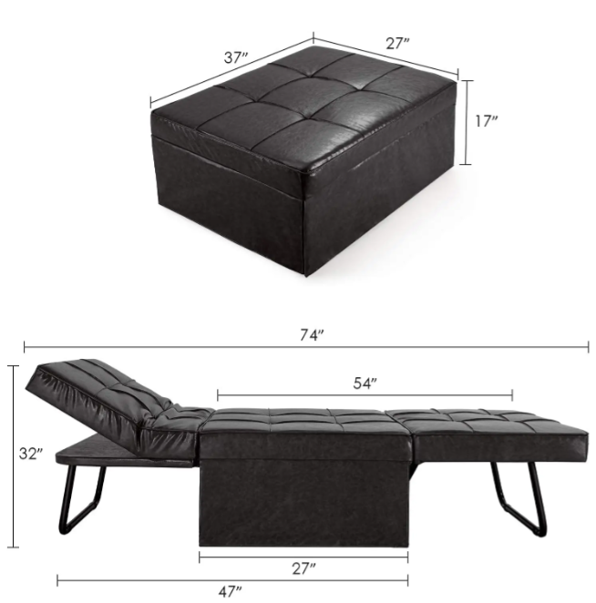 4 IN 1 Ottoman Bed Sofa Chair Lounger