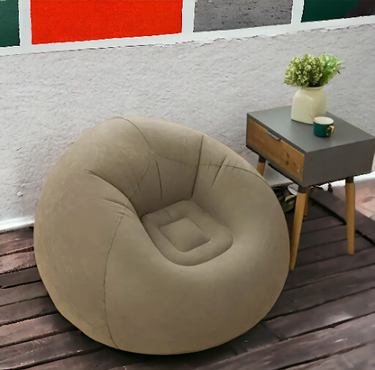 Inflatable Air Lounger: Portable Outdoor Lazy Sofa, Washable Folding Couch in Coffee Color